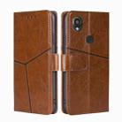 For Kyocera Digno SX3-KYG02 Geometric Stitching Leather Phone Case(Light Brown) - 1