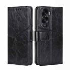 For Honor X50i 5G / 9 Lite Geometric Stitching Leather Phone Case(Black) - 1