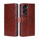 For Honor X50i 5G / 9 Lite Geometric Stitching Leather Phone Case(Dark Brown) - 1