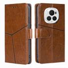 For Honor Magic6 Pro Geometric Stitching Leather Phone Case(Light Brown) - 1