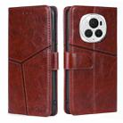 For Honor Magic6 Pro Geometric Stitching Leather Phone Case(Dark Brown) - 1