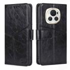 For Honor Magic6 Geometric Stitching Leather Phone Case(Black) - 1