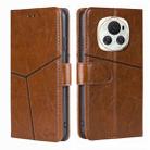 For Honor Magic6 Geometric Stitching Leather Phone Case(Light Brown) - 1