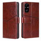 For Honor 200 Pro 5G Geometric Stitching Leather Phone Case(Dark Brown) - 1