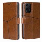 For Honor 200 Lite 5G Global Geometric Stitching Leather Phone Case(Light Brown) - 1