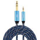 EMK 3.5mm Jack Male to 6.35mm Jack Male Gold Plated Connector Nylon Braid AUX Cable for Computer / X-BOX / PS3 / CD / DVD, Cable Length:3m(Dark Blue) - 1