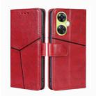 For OnePlus Nord CE 3 Lite 5G Geometric Stitching Leather Phone Case(Red) - 1