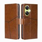 For OnePlus Nord CE 3 Lite 5G Geometric Stitching Leather Phone Case(Light Brown) - 1