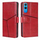 For OnePlus Nord CE 4 Lite 5G Geometric Stitching Leather Phone Case(Red) - 1