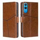 For OnePlus Nord CE 4 Lite 5G Geometric Stitching Leather Phone Case(Light Brown) - 1