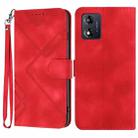 For Motorola Moto E13 Line Pattern Skin Feel Leather Phone Case(Red) - 1