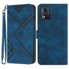 For Motorola Moto E13 Line Pattern Skin Feel Leather Phone Case(Royal Blue) - 1