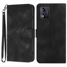 For Motorola Moto E13 Line Pattern Skin Feel Leather Phone Case(Black) - 1