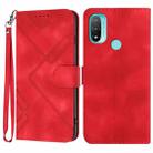 For Motorola Moto E20 / E30 / E40 Line Pattern Skin Feel Leather Phone Case(Red) - 1