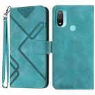 For Motorola Moto E20 / E30 / E40 Line Pattern Skin Feel Leather Phone Case(Light Blue) - 1