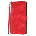 For Motorola Moto E22 Line Pattern Skin Feel Leather Phone Case(Red) - 2