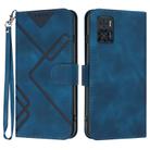 For Motorola Moto E22 Line Pattern Skin Feel Leather Phone Case(Royal Blue) - 1