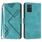 For Motorola Moto E22 Line Pattern Skin Feel Leather Phone Case(Light Blue) - 1