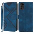 For Motorola Moto G22 Line Pattern Skin Feel Leather Phone Case(Royal Blue) - 1