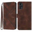 For Motorola Moto G22 Line Pattern Skin Feel Leather Phone Case(Coffee) - 1