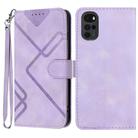 For Motorola Moto G22 Line Pattern Skin Feel Leather Phone Case(Light Purple) - 1
