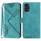 For Motorola Moto G22 Line Pattern Skin Feel Leather Phone Case(Light Blue) - 1