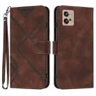 For Motorola Moto G32 Line Pattern Skin Feel Leather Phone Case(Coffee) - 1