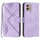 For Motorola Moto G32 Line Pattern Skin Feel Leather Phone Case(Light Purple) - 1