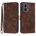 For Motorola Edge 5G 2024 Line Pattern Skin Feel Leather Phone Case(Coffee) - 1