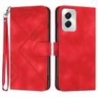 For Motorola Moto G Power 5G 2024 Line Pattern Skin Feel Leather Phone Case(Red) - 1