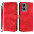 For Motorola Moto G Stylus 5G 2024 Line Pattern Skin Feel Leather Phone Case(Red) - 1