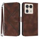 For Motorola Moto X50 Ultra Line Pattern Skin Feel Leather Phone Case(Coffee) - 1