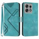 For Motorola Edge 50 Pro Line Pattern Skin Feel Leather Phone Case(Light Blue) - 1