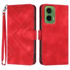 For Motorola Moto G35 Line Pattern Skin Feel Leather Phone Case(Red) - 1