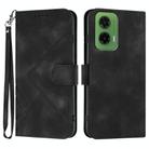 For Motorola Moto G35 Line Pattern Skin Feel Leather Phone Case(Black) - 1