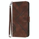 For Motorola Moto G35 Line Pattern Skin Feel Leather Phone Case(Coffee) - 2