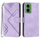 For Motorola Moto G35 Line Pattern Skin Feel Leather Phone Case(Light Purple) - 1