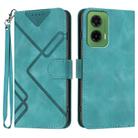 For Motorola Moto G35 Line Pattern Skin Feel Leather Phone Case(Light Blue) - 1