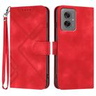 For Motorola Moto G55 Line Pattern Skin Feel Leather Phone Case(Red) - 1