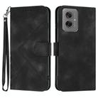 For Motorola Moto G55 Line Pattern Skin Feel Leather Phone Case(Black) - 1