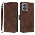 For Motorola Moto G55 Line Pattern Skin Feel Leather Phone Case(Coffee) - 1