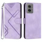 For Motorola Moto G55 Line Pattern Skin Feel Leather Phone Case(Light Purple) - 1