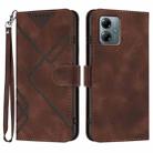 For Motorola Moto G Play 2025 / G Power 2025 Line Pattern Skin Feel Leather Phone Case(Coffee) - 1