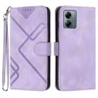 For Motorola Moto G Play 2025 / G Power 2025 Line Pattern Skin Feel Leather Phone Case(Light Purple) - 1