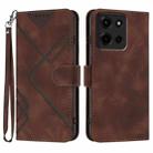 For Motorola Moto G 2025 Line Pattern Skin Feel Leather Phone Case(Coffee) - 1