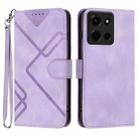 For Motorola Moto G 2025 Line Pattern Skin Feel Leather Phone Case(Light Purple) - 1