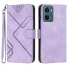 For Motorola Moto G05 Line Pattern Skin Feel Leather Phone Case(Light Purple) - 1