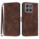For Motorola Moto G15 Line Pattern Skin Feel Leather Phone Case(Coffee) - 1