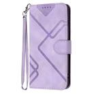 For Motorola Moto G15 Line Pattern Skin Feel Leather Phone Case(Light Purple) - 2