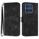 For Motorola Edge 60 Line Pattern Skin Feel Leather Phone Case(Black) - 1